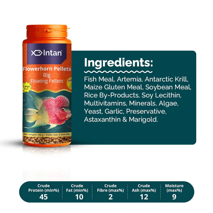 Intan Flowerhorn Floating Pellets (Big - 3 mm), 150 gms