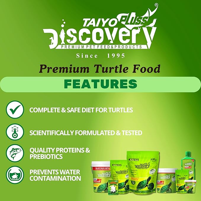 Taiyo Pluss Discovery Turtle Food – Premium Turtle Food Pellets for Aquatic Turtles | Complete Balanced Turtle Feed