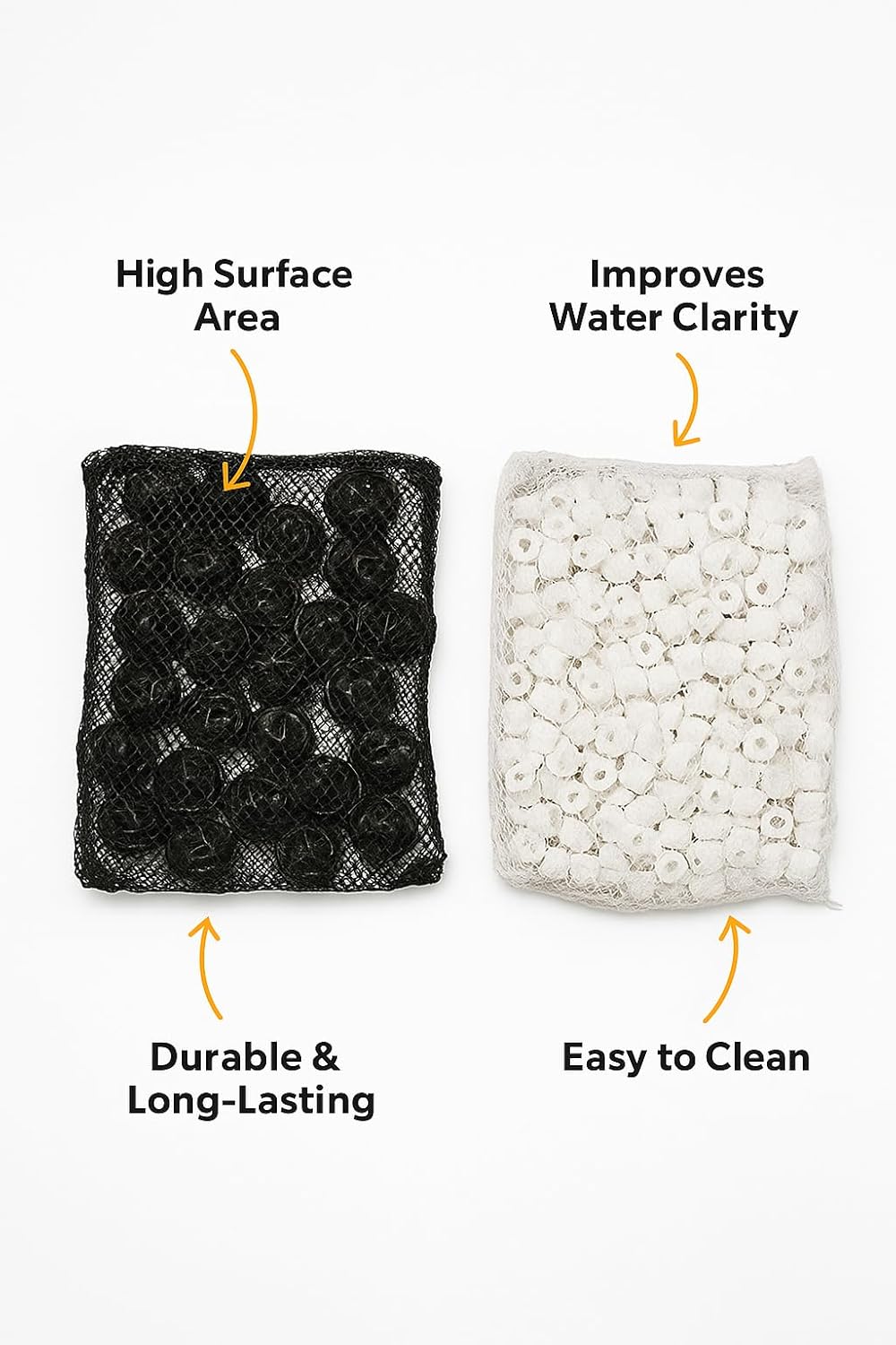 Aquarium Ceramic Rings & Bio Balls (500gm Each) – Premium Biological Filter Media for Crystal Clear Water