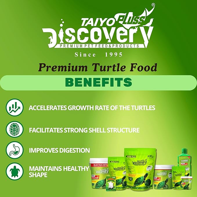 Taiyo Pluss Discovery Turtle Food – Premium Turtle Food Pellets for Aquatic Turtles | Complete Balanced Turtle Feed