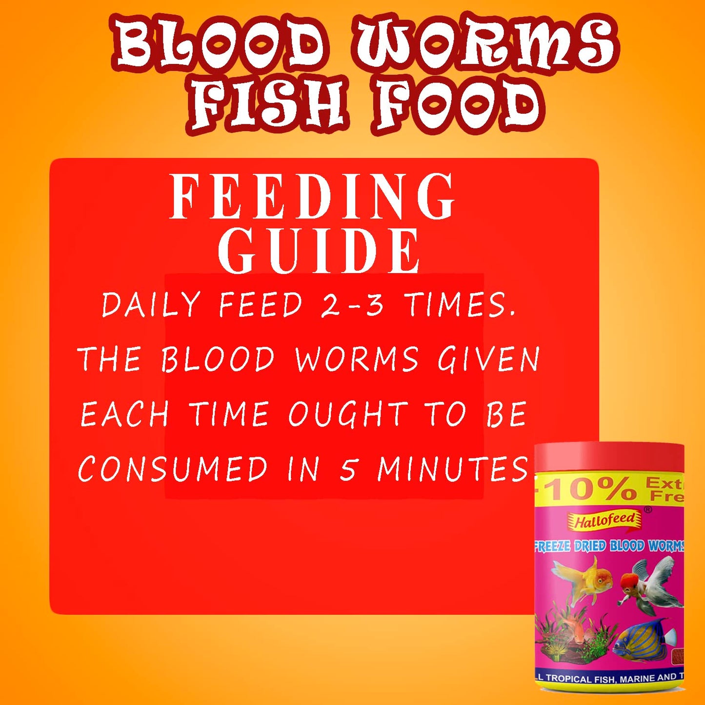 Hallofeed Freeze Dried Blood Worms| Premium Fish Food | High Protein Treat for Betta, Flowerhorn, Goldfish & Tropical Fish