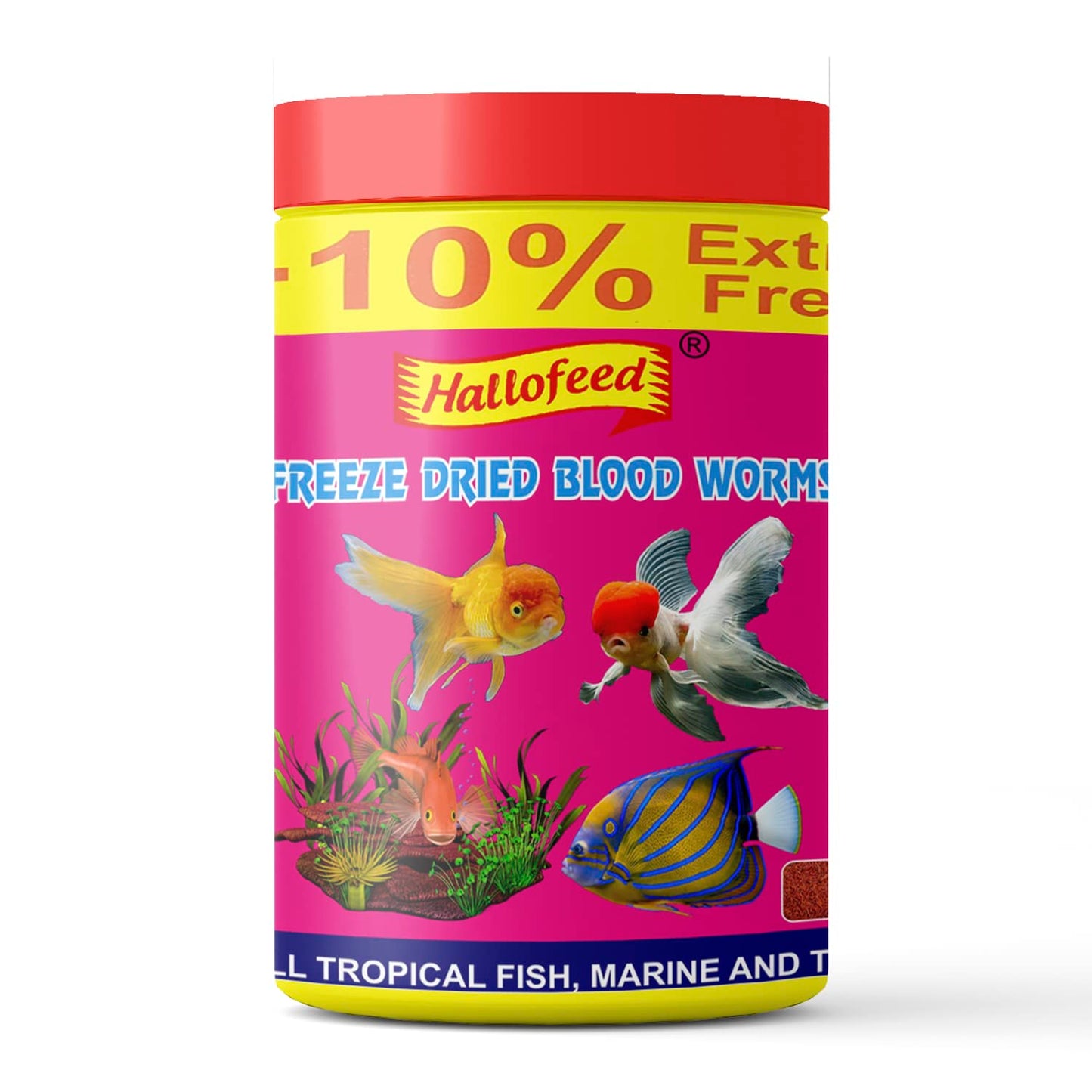 Hallofeed Freeze Dried Blood Worms| Premium Fish Food | High Protein Treat for Betta, Flowerhorn, Goldfish & Tropical Fish
