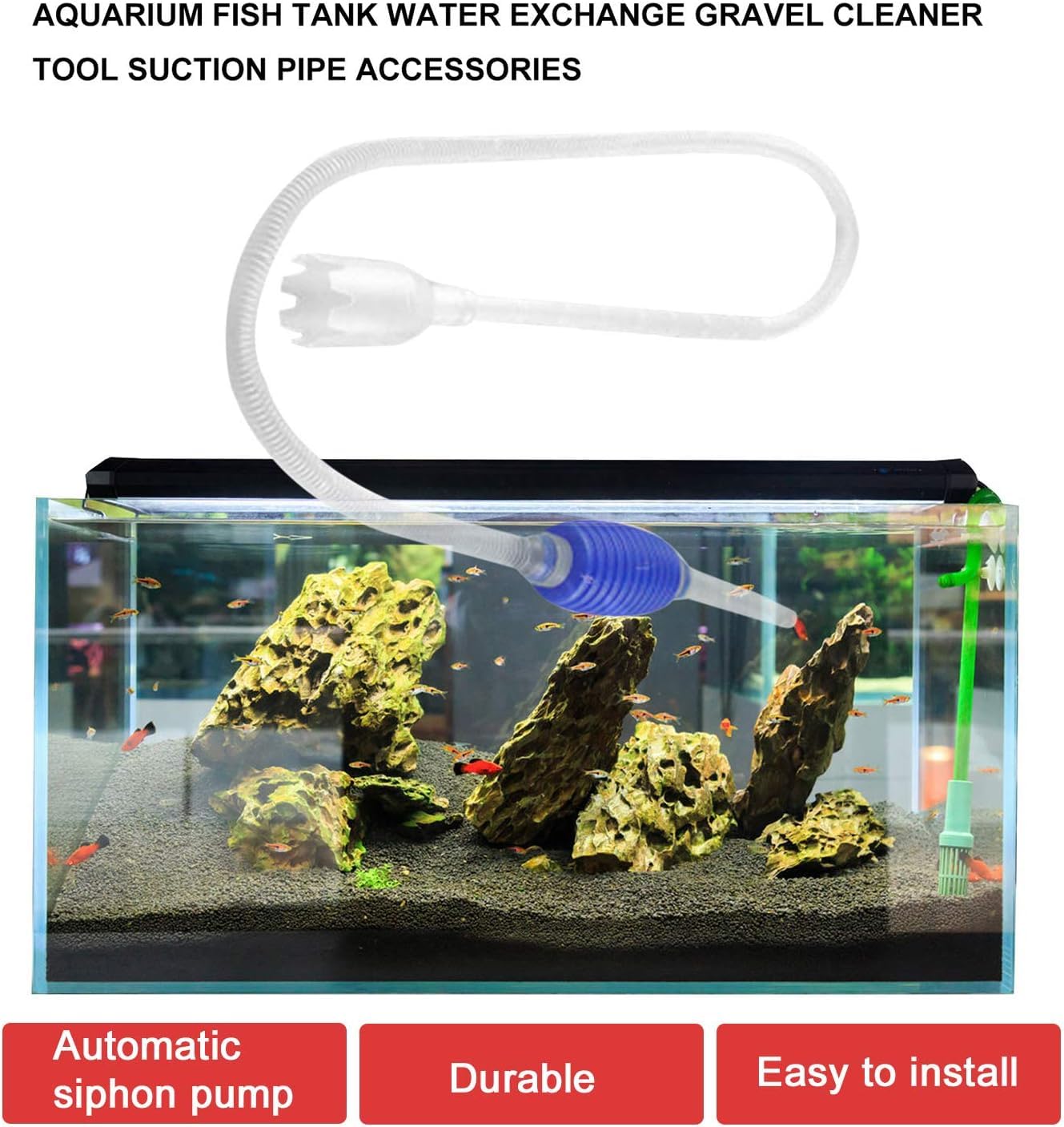 Aquarium Siphon Pump for Water Change & Gravel Cleaning | Easy Fish Tank Cleaner